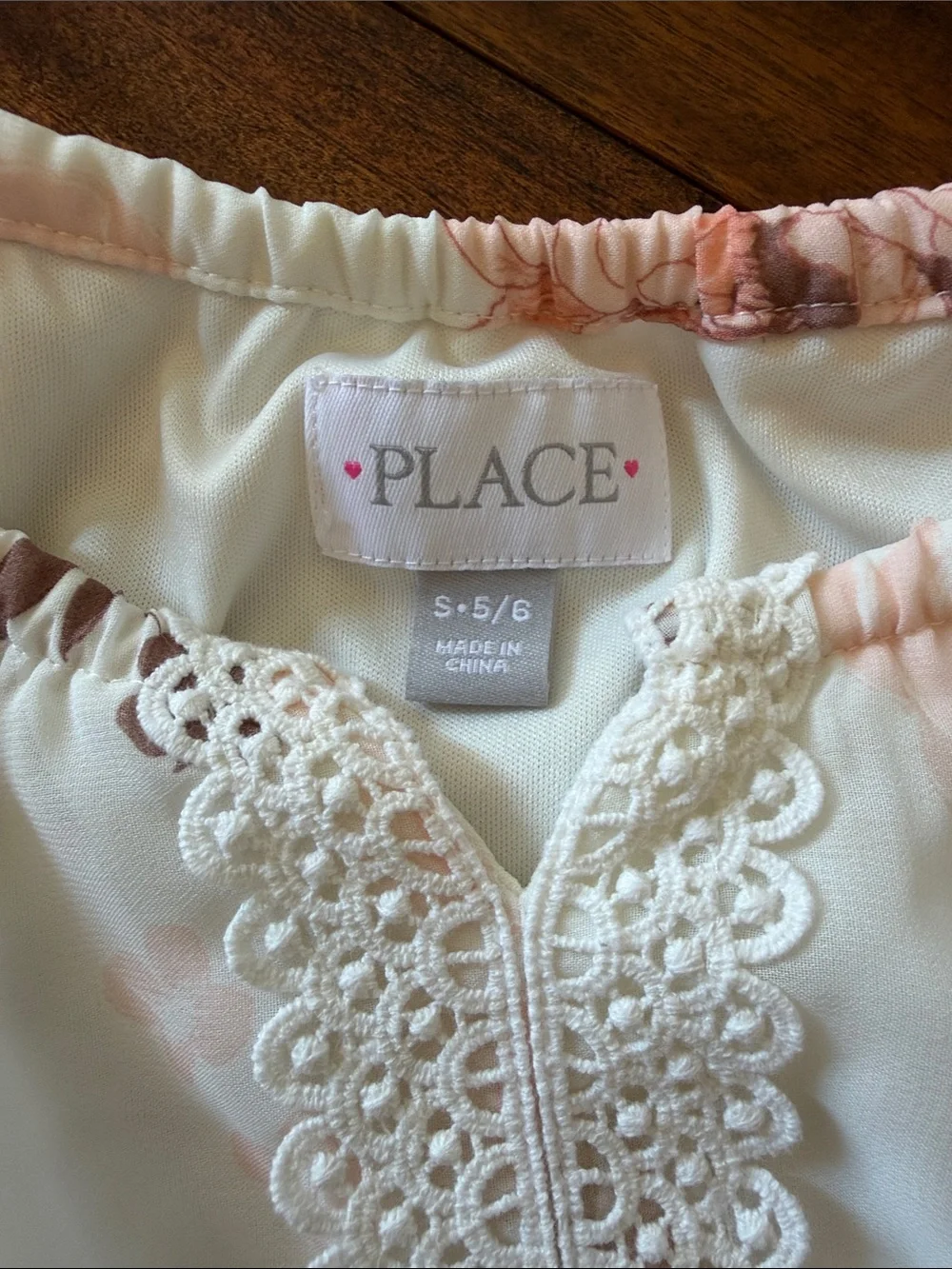 The Children's Place Cream Floral Lace-Trim Dress